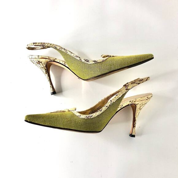 Dolce & Gabbana Retro Vintage Bow Snakeskin Slingback Pointed Toe Pumps 36.5 - Picture 6 of 8